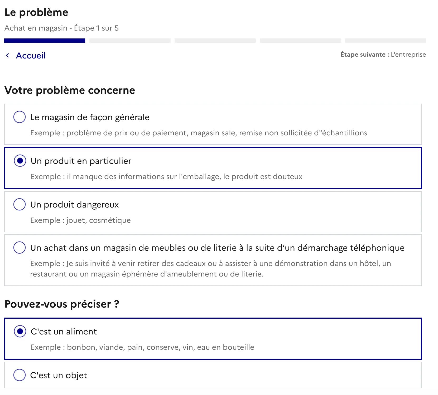 Capture d'écran de l'étape 1